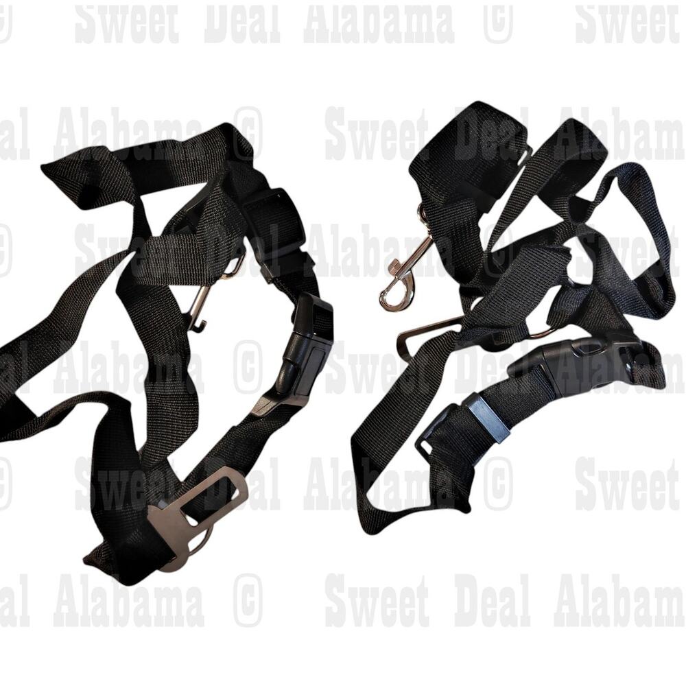 2-Pack Pets Car Safety Harness – Black, S/M, Adjustable Travel Seatbelt Vest